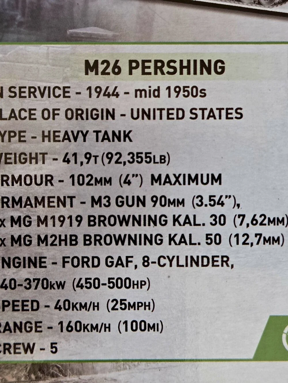 Cobi M26 Pershing Tank Historical Collection WWII 2564 Block Model 904 Piece NIB